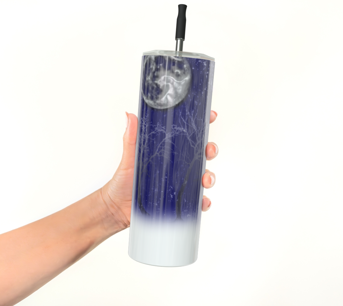 Blue Moon Snow Trees Stainless Steel Tumbler