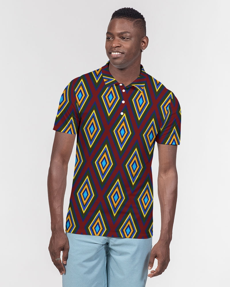 Colorful Diamonds Men's All-Over Print Slim Fit Short Sleeve Polo