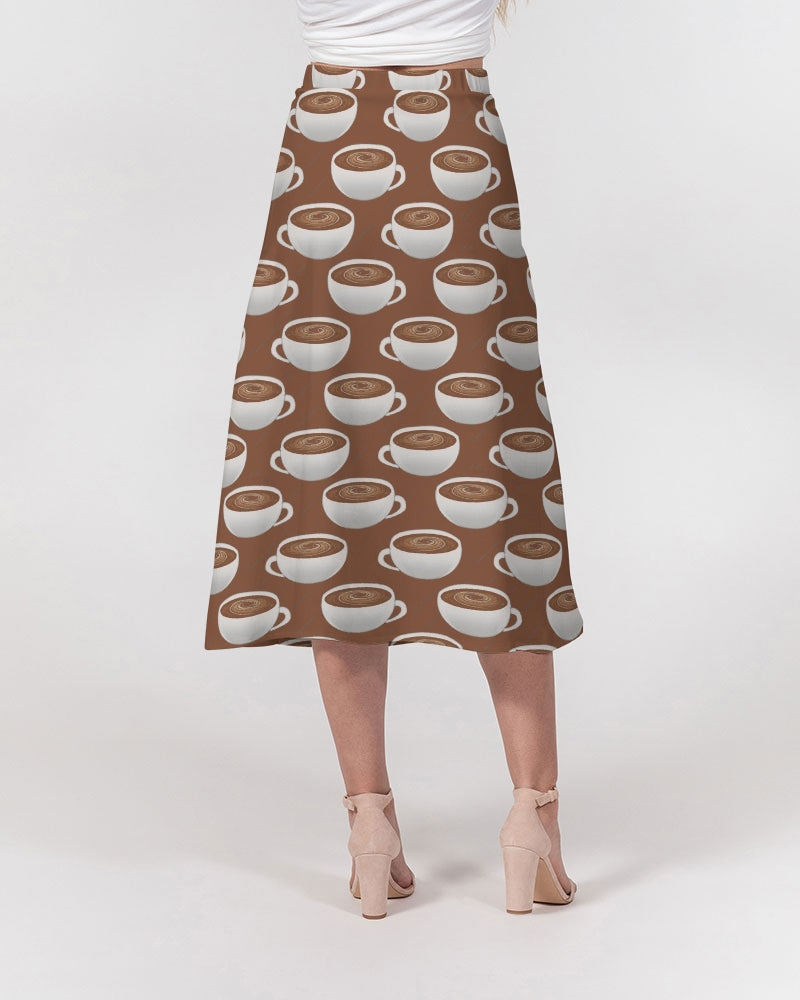 Coffee on Coffee Women's All-Over Print A-Line Midi Skirt