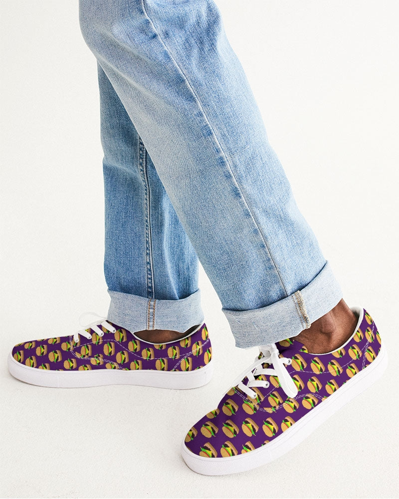 Cheeseburger Pattern Men's Lace Up Canvas Shoe