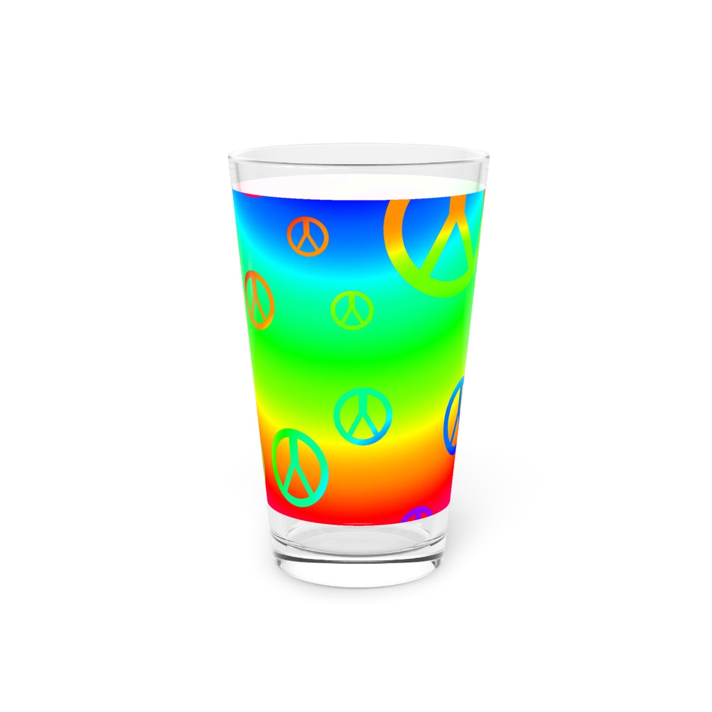 Rainbow Peace Signs Pint Glass, 16oz