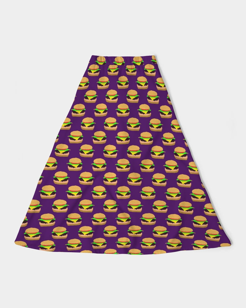 Cheeseburger Pattern Women's All-Over Print A-Line Midi Skirt