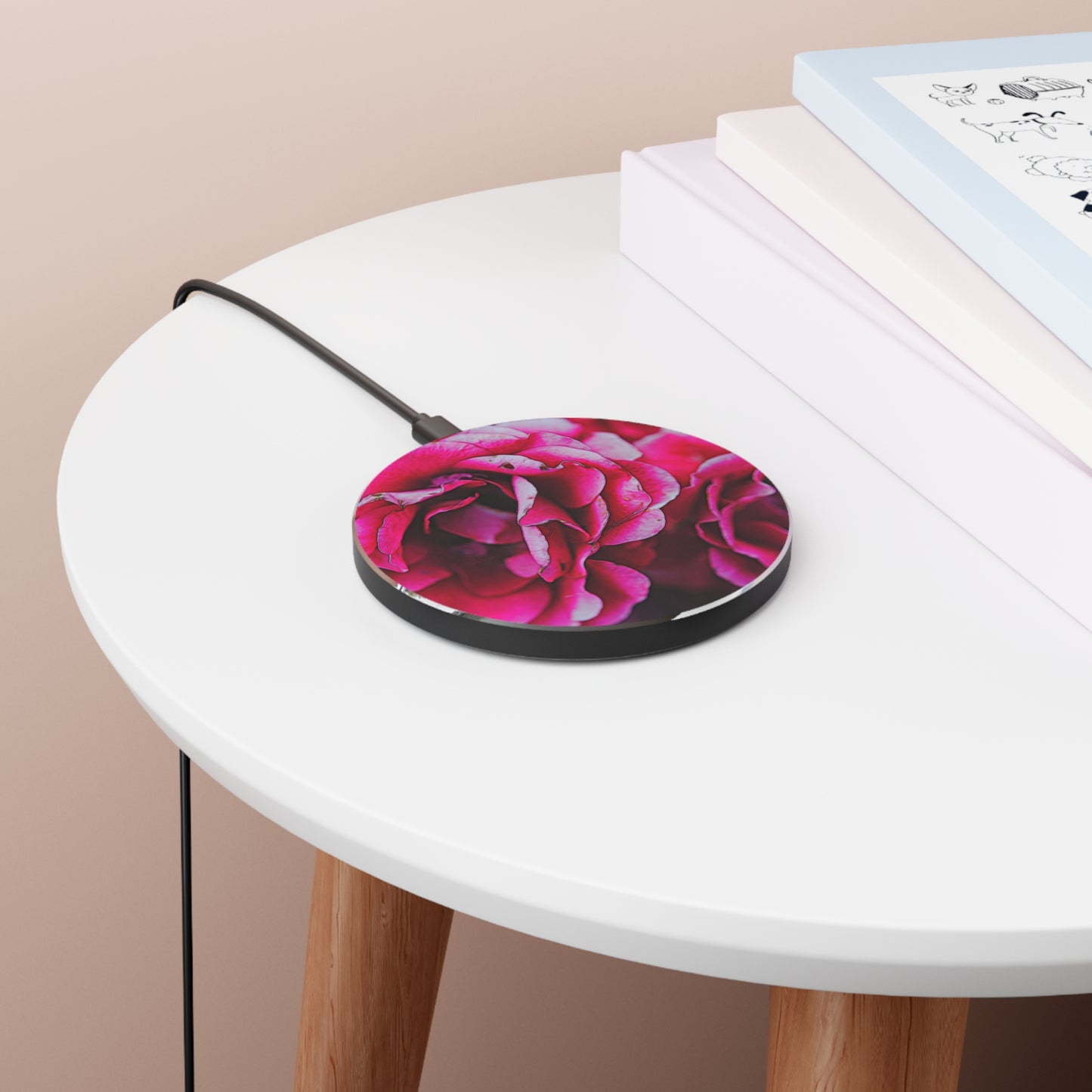 Dark Pink Flowers Wireless Charger