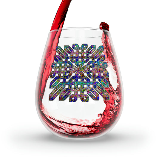 Dichroic Celtic Knot Stemless Wine Glass, 11.75oz