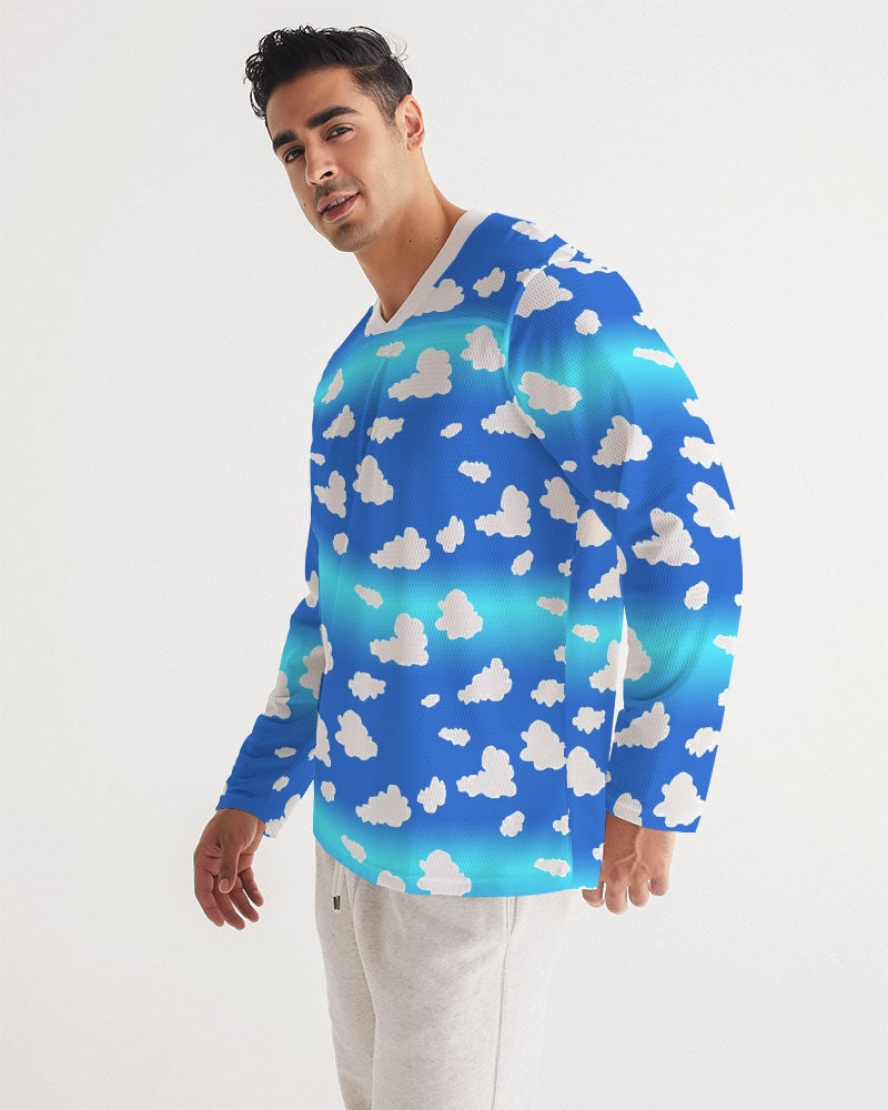 Clouds Pattern Men's All-Over Print Long Sleeve Sports Jersey