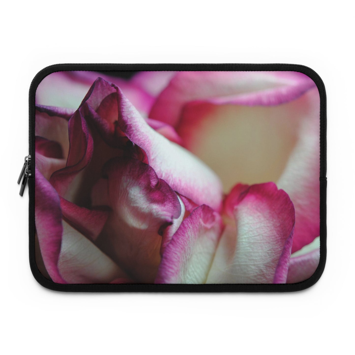 Pink Lined White Rose Laptop Sleeve