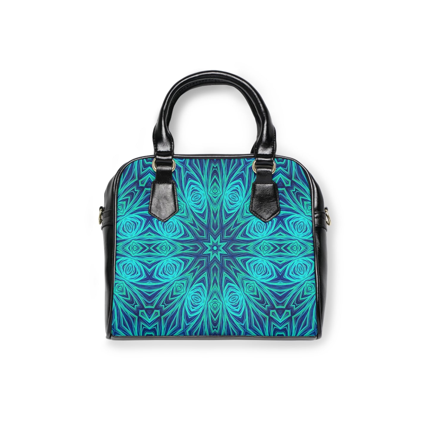 Blue Ice Kaleidoscope Shoulder Handbag