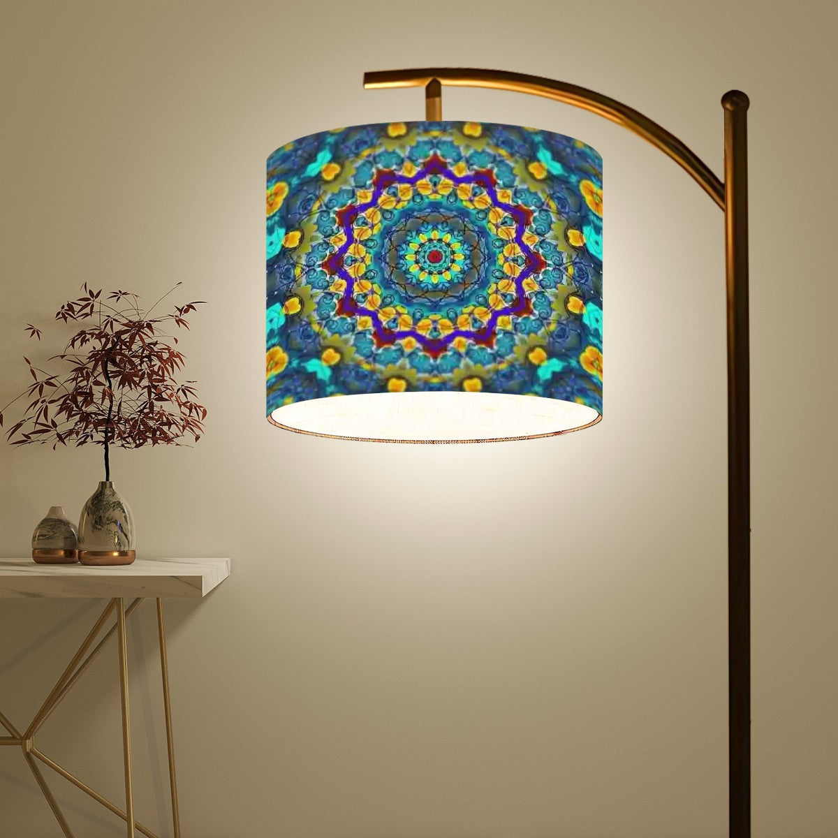 Arc Floor Lamp (Made in USA) Blue Green Blur Kaleidoscope