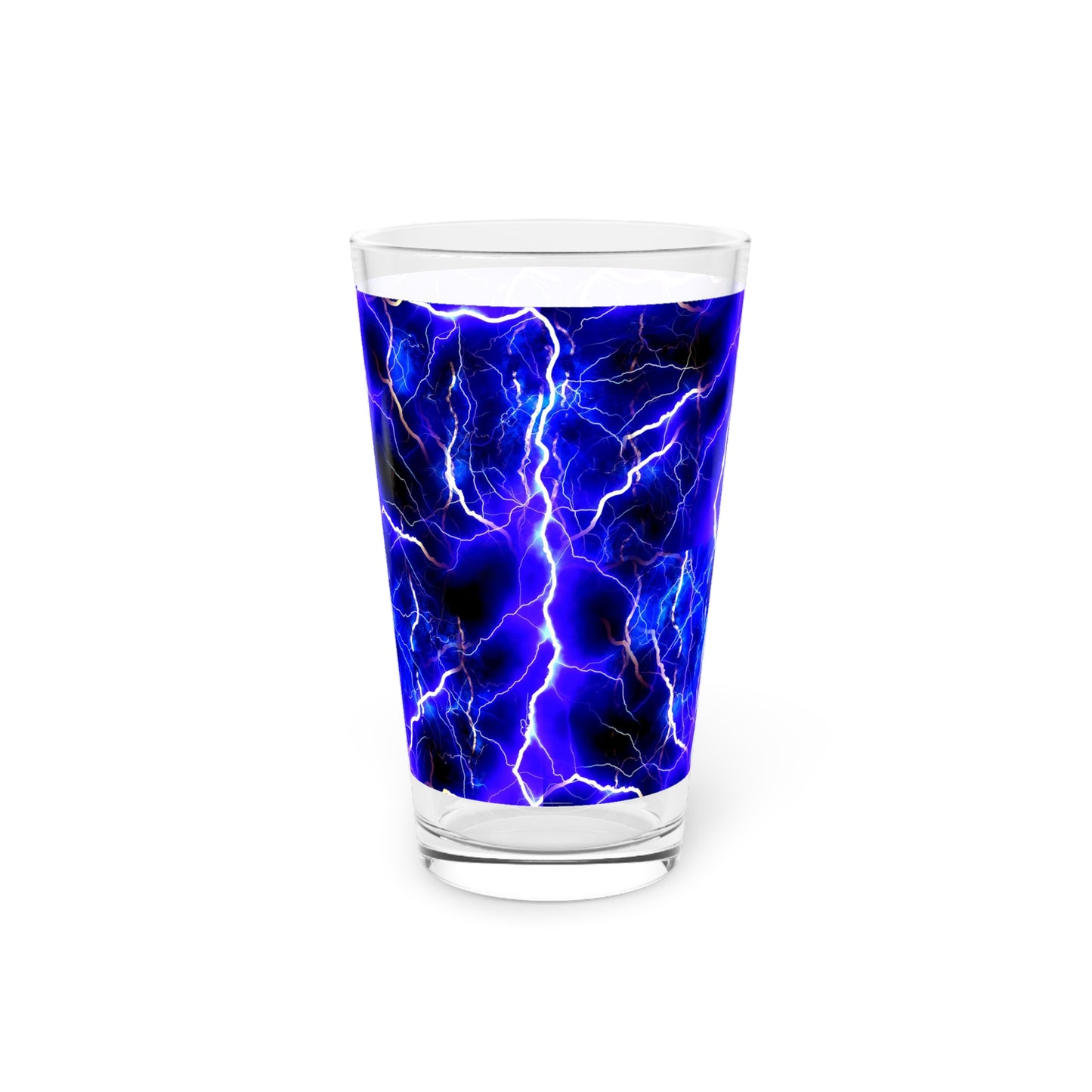 Blue Lightning Pattern Pint Glass, 16oz
