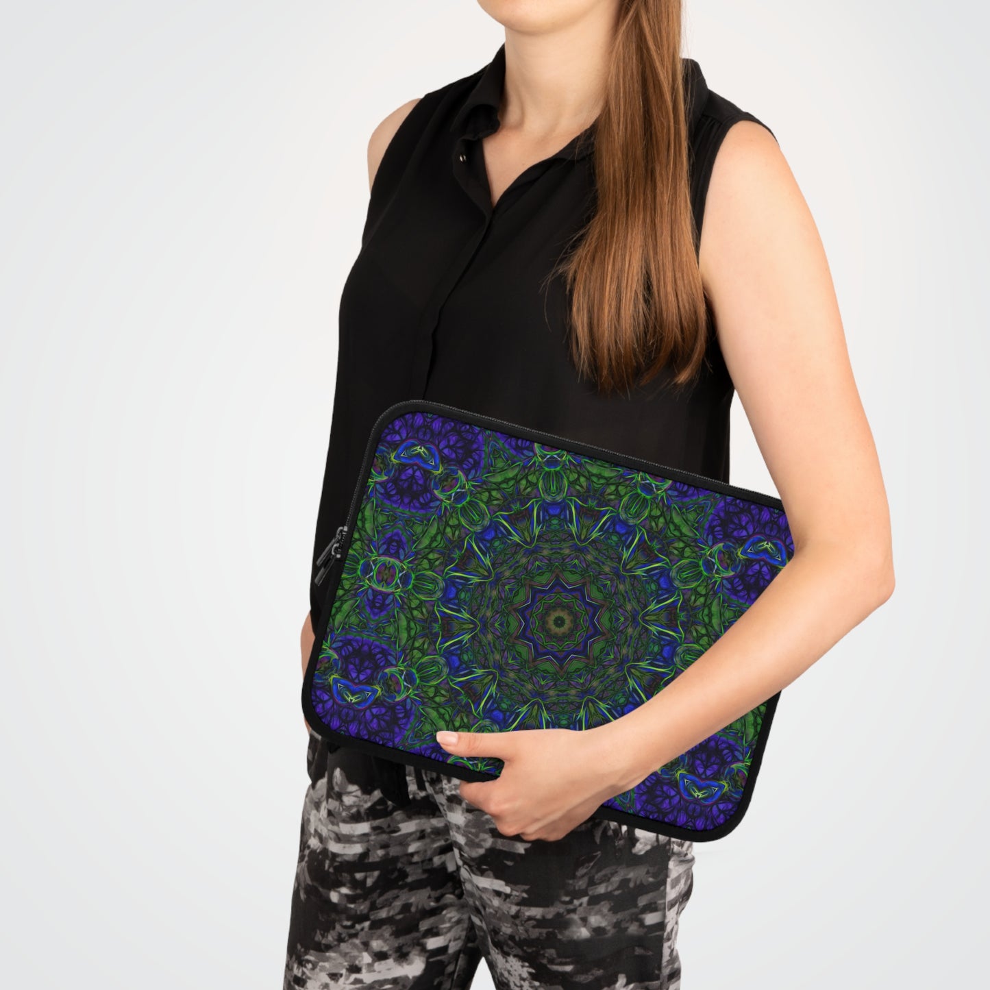 Blue Green Ribbon Kaleidoscope Laptop Sleeve