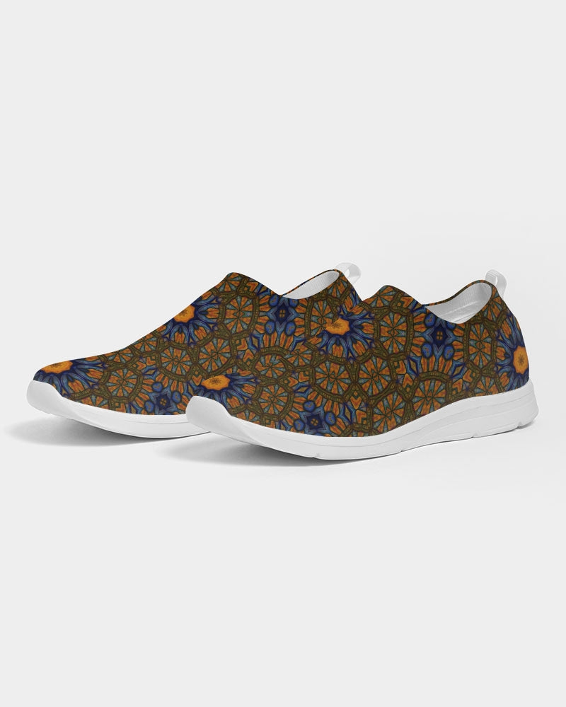 Blue and Yellow Sketch Kaleidoscope  Men's Slip-On Flyknit Shoe