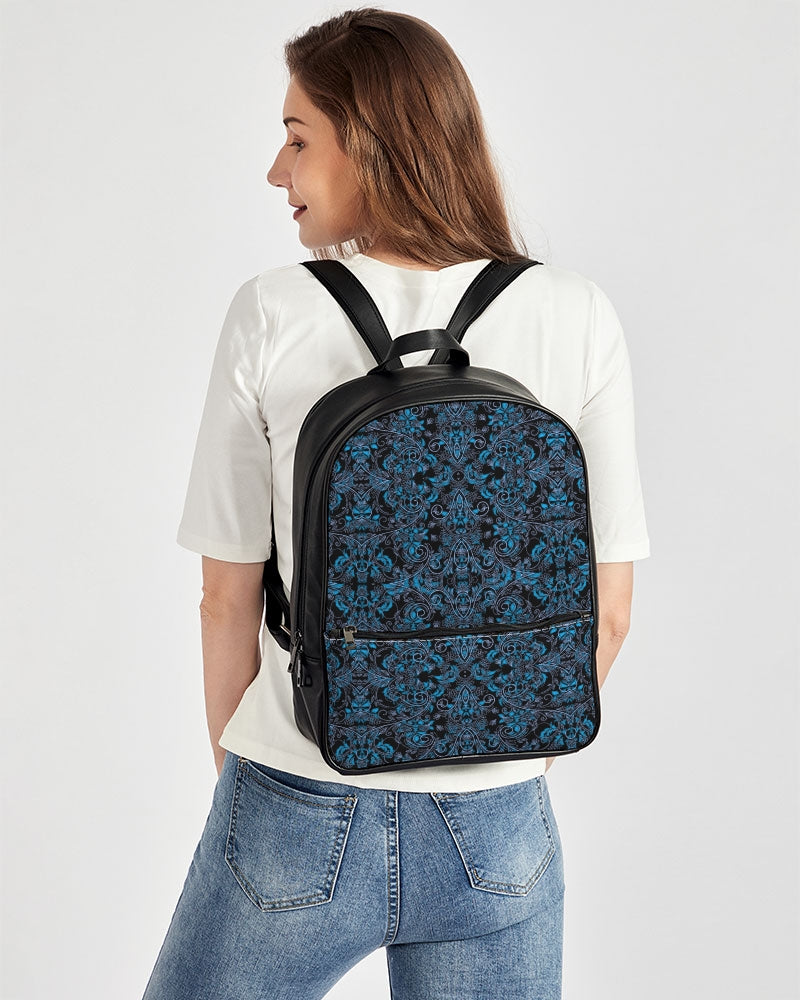 Blue Vines and Lace Classic Faux Leather Backpack