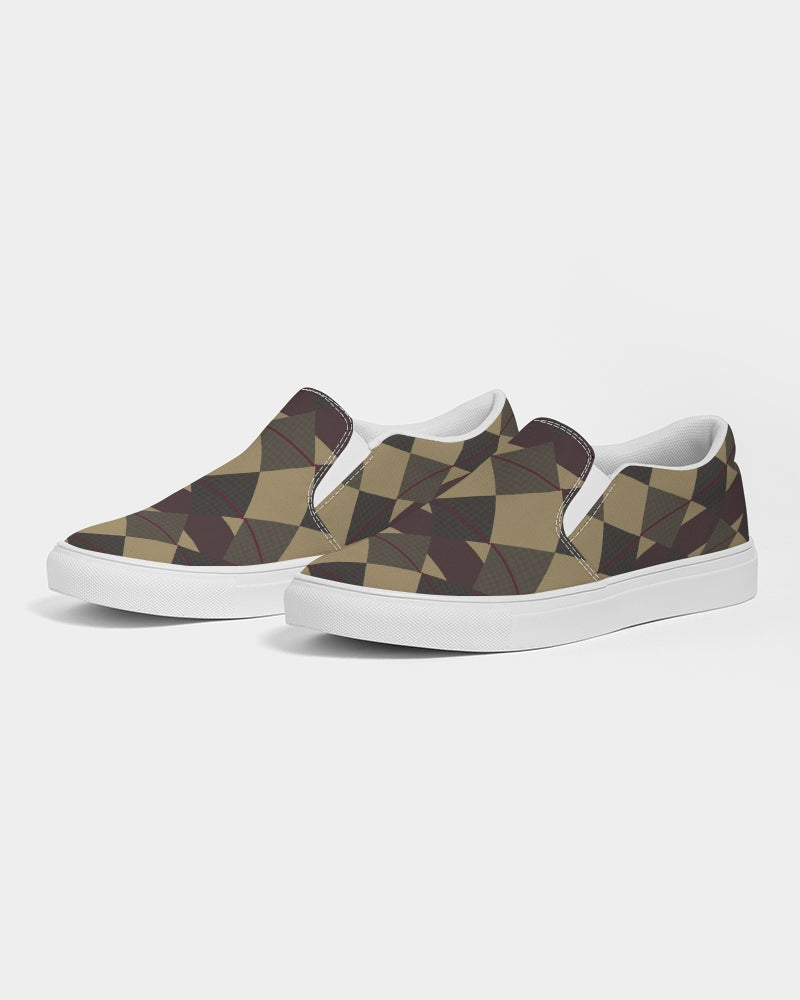 Checkered Brown Plaid Argyle Women's Slip-On Canvas Shoe