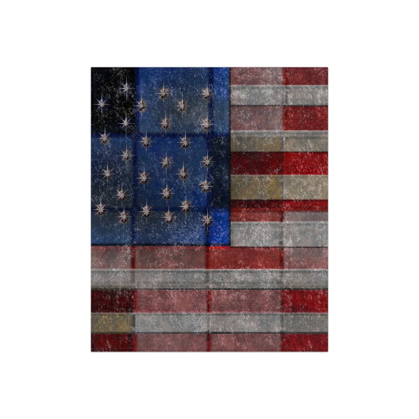 American Flag Quilt Crushed Velvet Blanket