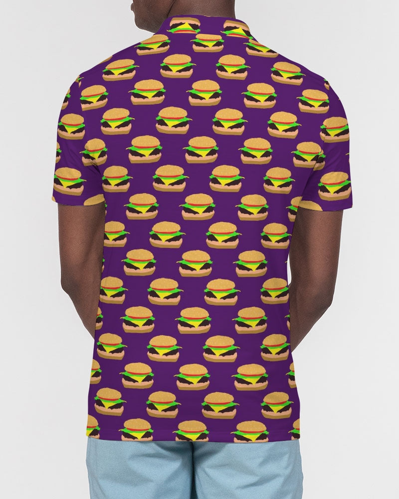 Cheeseburger Pattern Men's All-Over Print Slim Fit Short Sleeve Polo