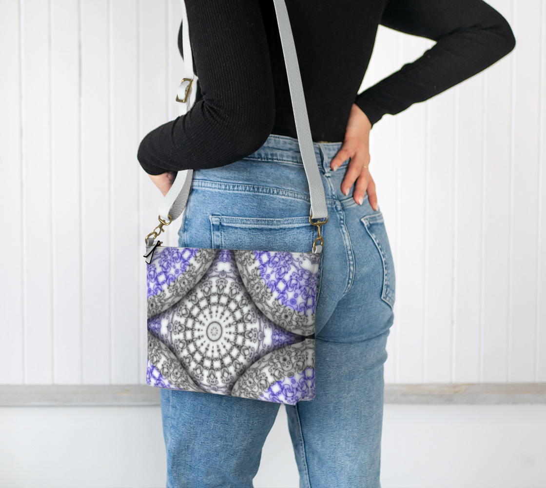 Blue Vines Pattern Vegan Crossbody Purse