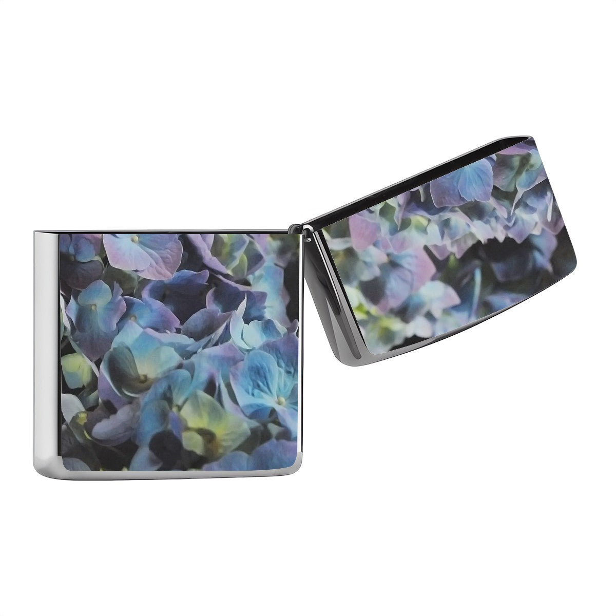 Metal Lighter Case Blue and Purple Hydrangeas