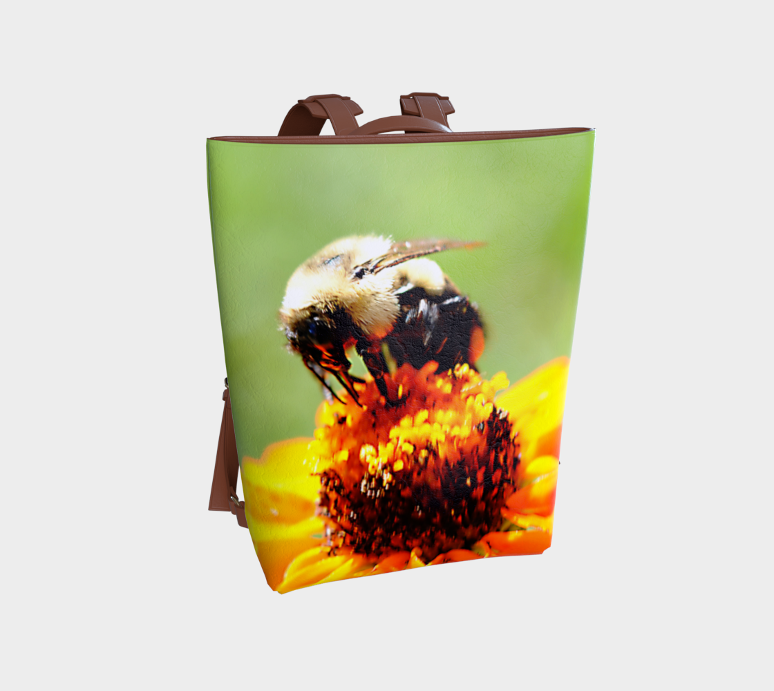 Bee On a Flower Vegan Leather Backpack