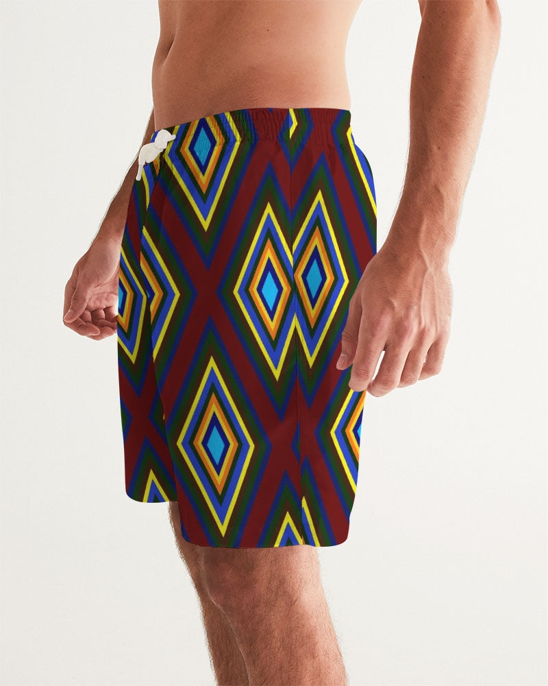 Colorful Diamonds Men's All-Over Print Swim Trunk