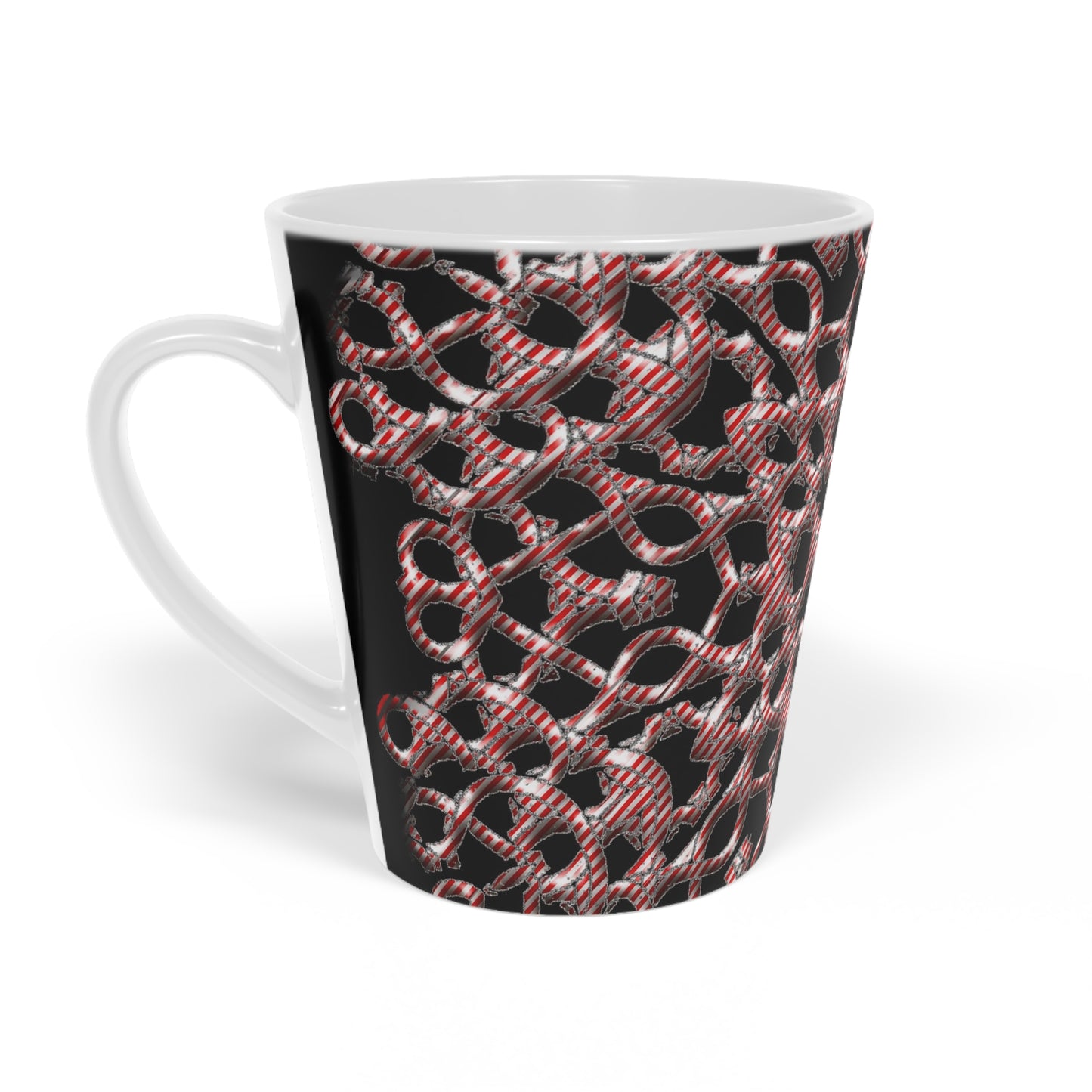 Candy Cane Snowflake Latte Mug, 12oz