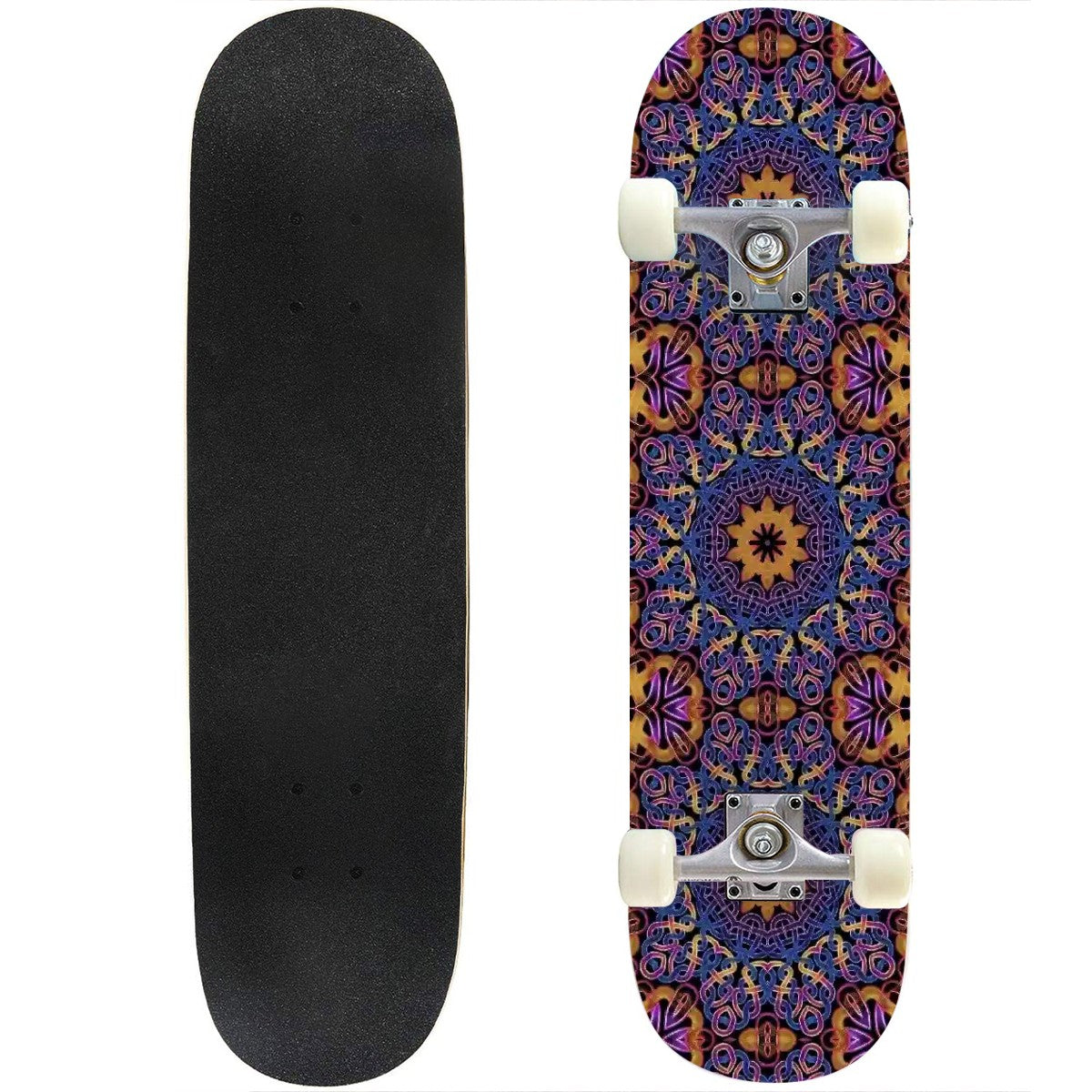 Complete Skateboard (Made in USA) Blue Gold Celtic Kaleidoscope