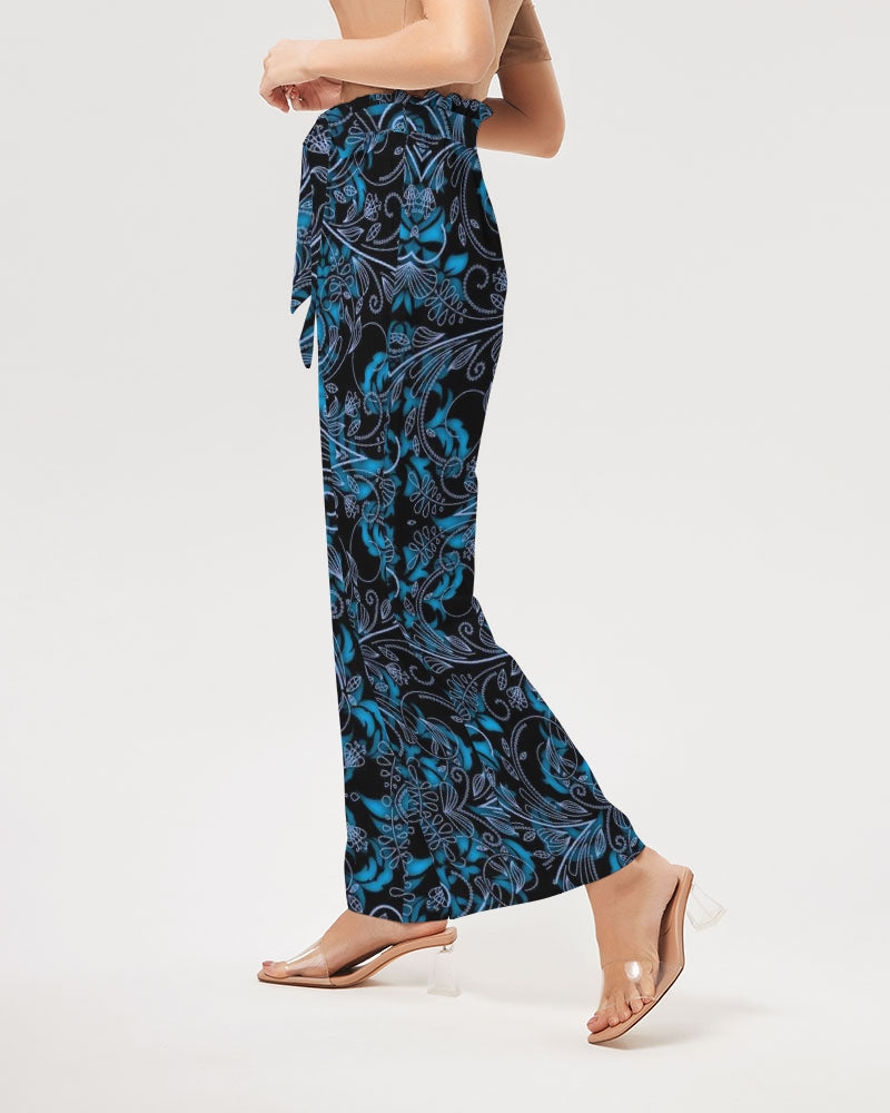 Blue Vines and Lace Women's All-Over Print High-Rise Wide Leg Pants