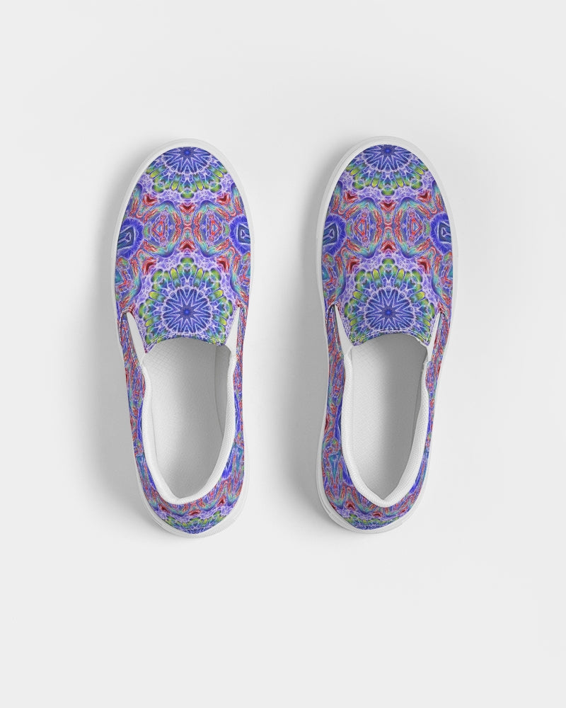 Blue Red Kaleidoscope Women's Slip-On Canvas Shoe