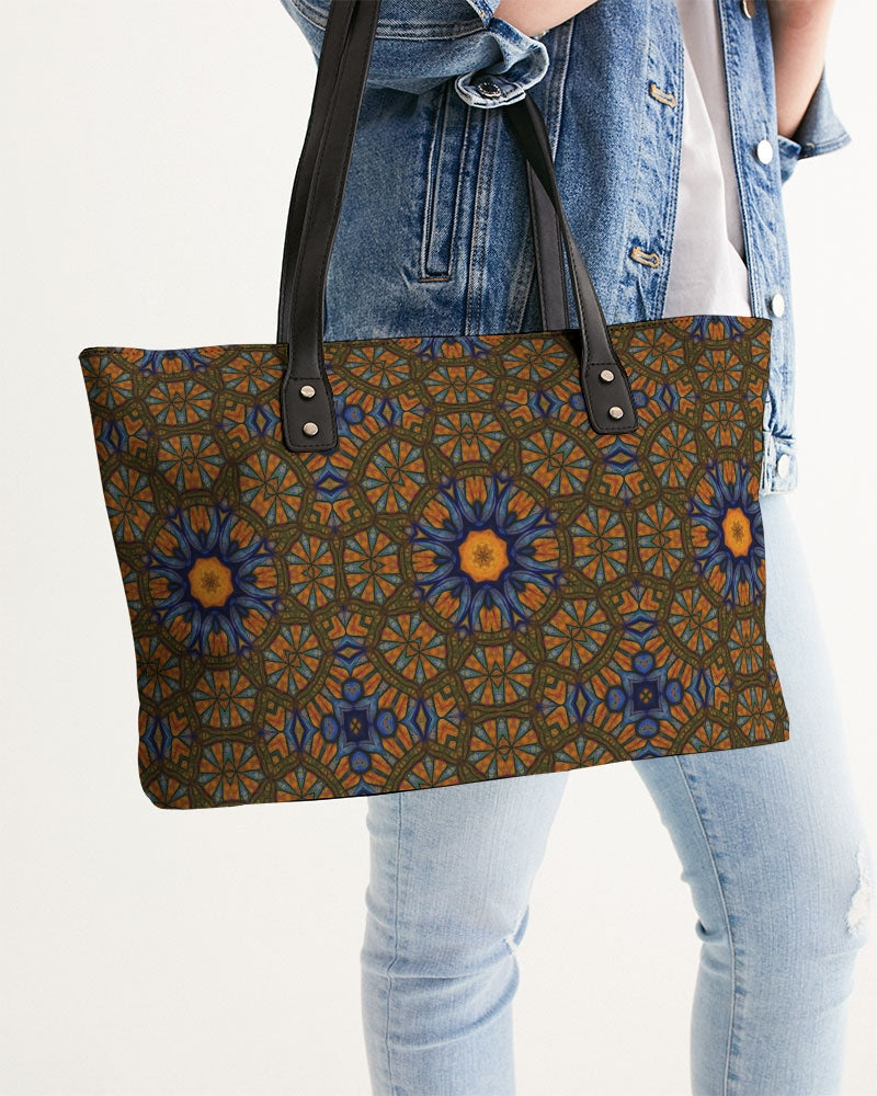 Blue and Yellow Sketch Kaleidoscope  Stylish Tote