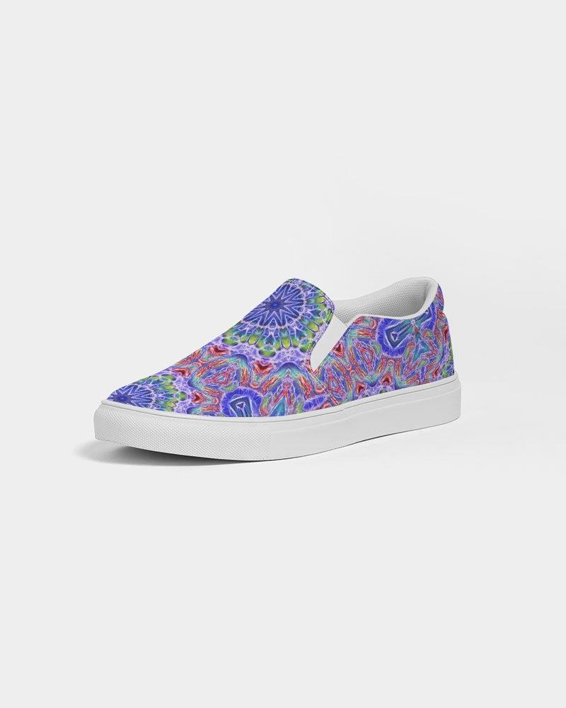 Blue Red Kaleidoscope Women's Slip-On Canvas Shoe