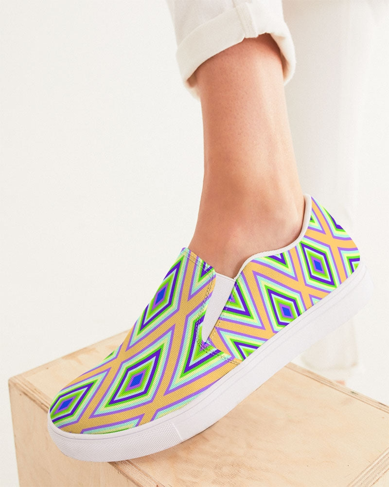 Colorful Diamonds Variation 1 Women's Slip-On Canvas Shoe