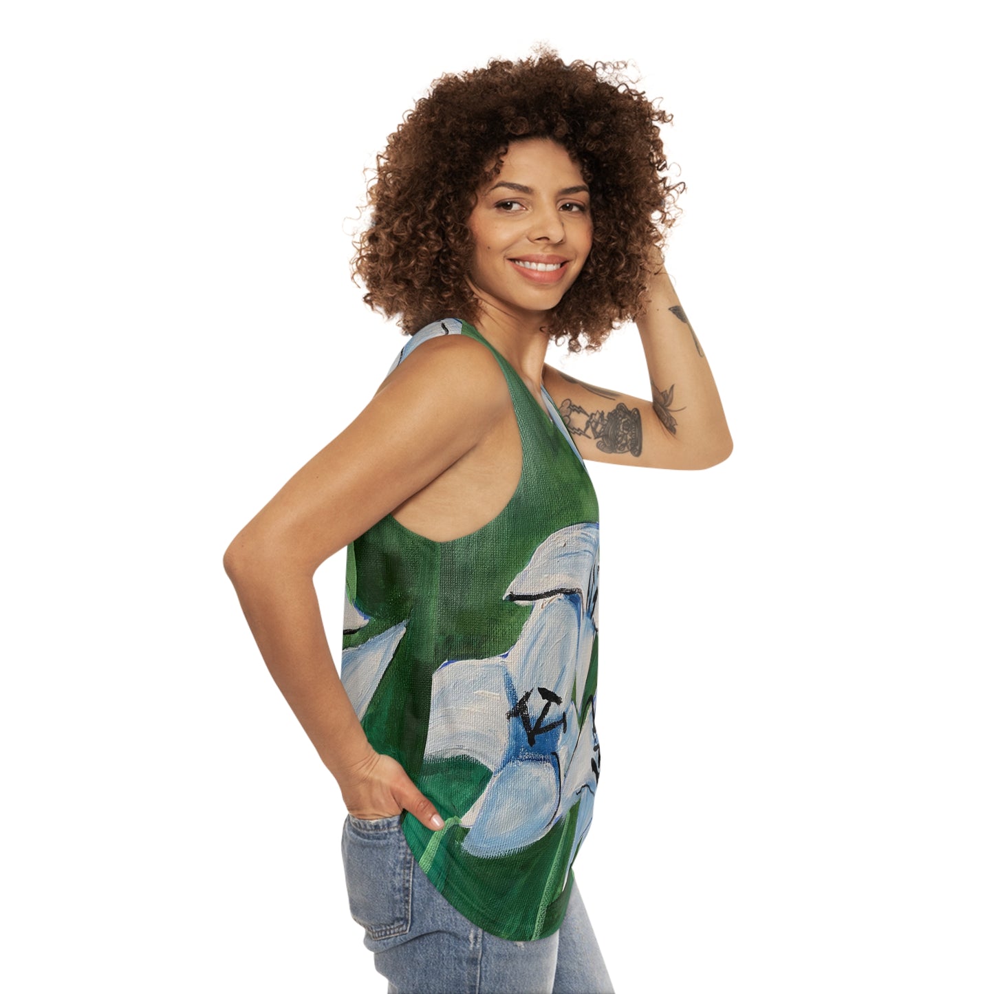 Lilies In Blue Unisex Tank Top (AOP)