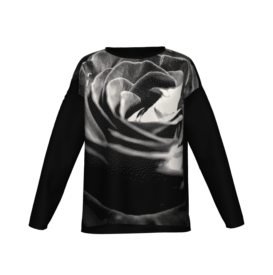 Dark Black and White Rose Sweater