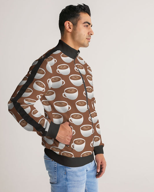 Coffee on Coffee Men's All-Over Print Stripe Sleeve Track Jacket