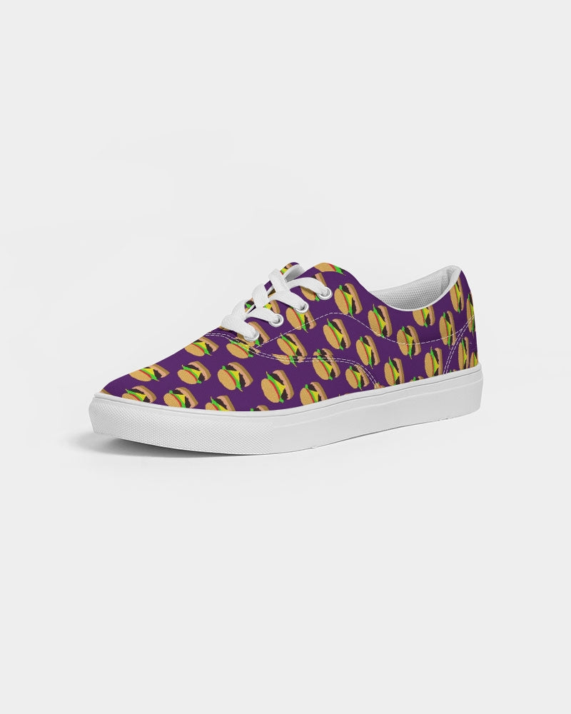 Cheeseburger Pattern Men's Lace Up Canvas Shoe