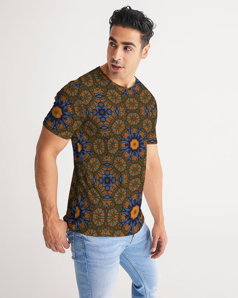 Blue and Yellow Sketch Kaleidoscope  Men's All-Over Print Tee