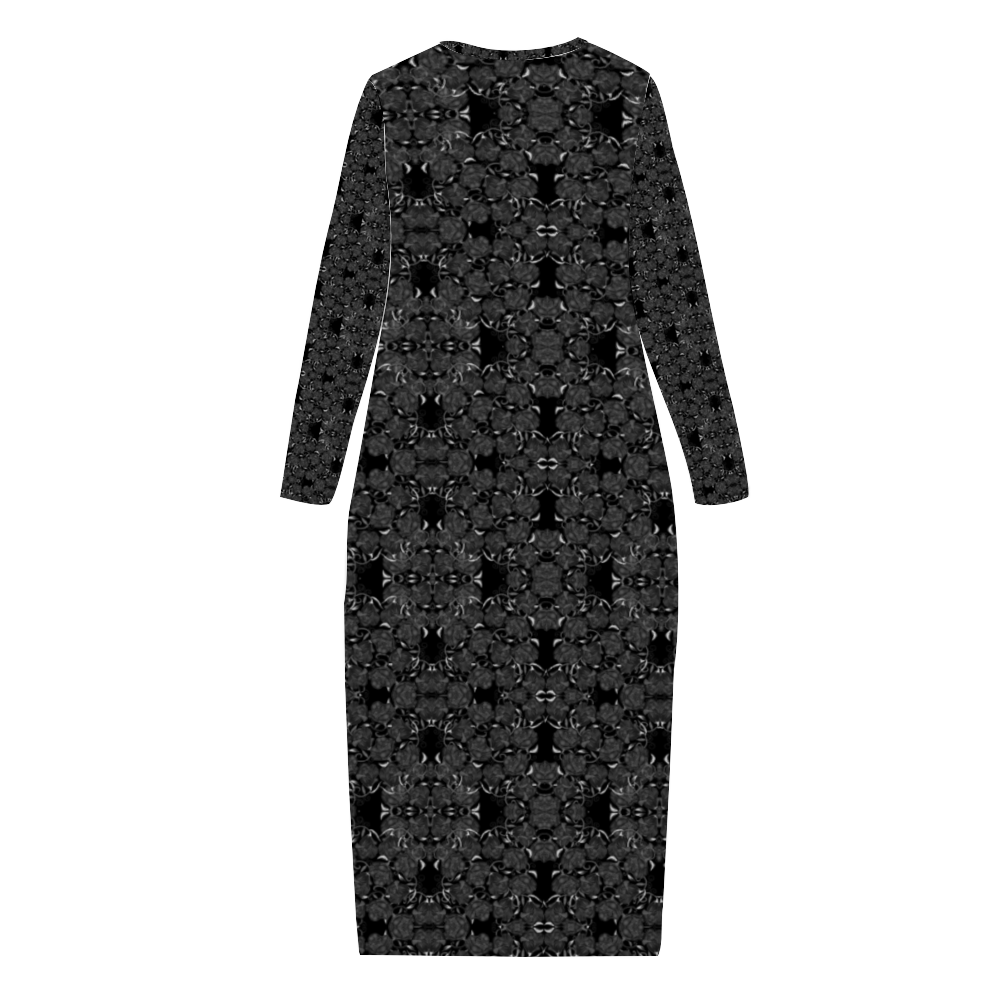 Black Roses Pattern Custom Women's Long Sleeve Dress Summer All Over Print Stylish Long Dress