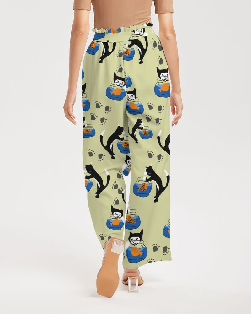 Cat and a Fishbowl Women's All-Over Print High-Rise Wide Leg Pants