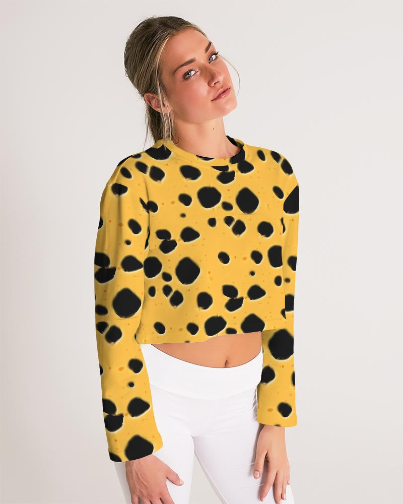 Cheese Women's All-Over Print Cropped Sweatshirt