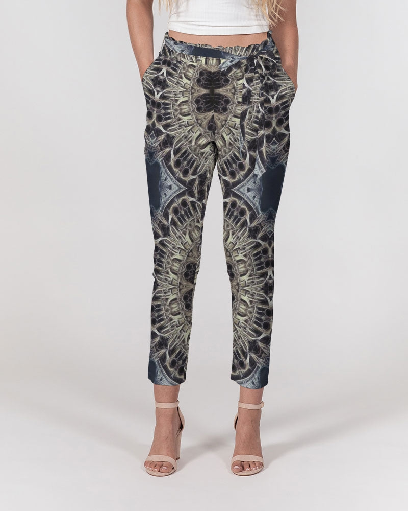 Cathedral Kaleidoscope Women's All-Over Print Belted Tapered Pants