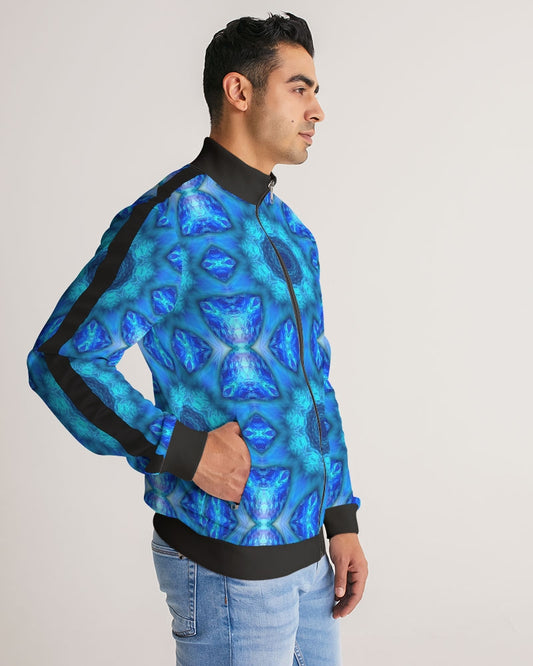 Blue Ocean Kaleidoscope Men's All-Over Print Stripe Sleeve Track Jacket