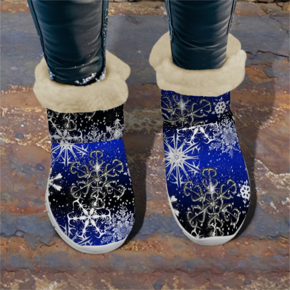 Snow Boots Snowflakes at Night