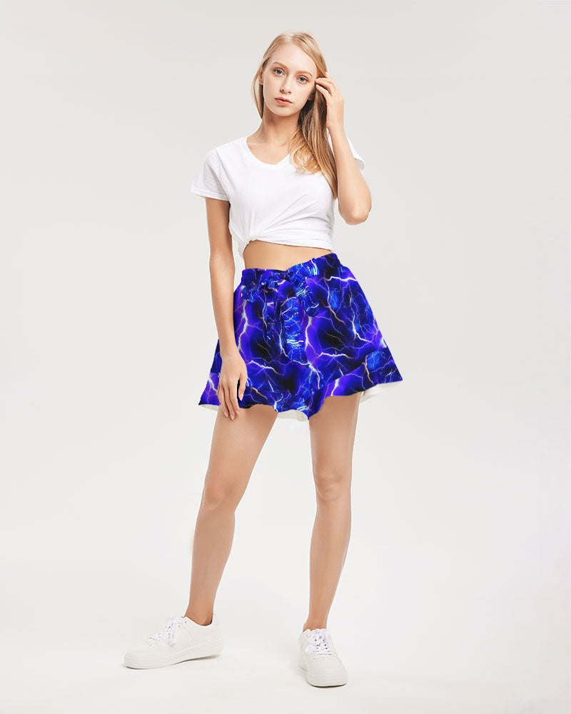 Blue Lightning Women's All-Over Print Ruffle Shorts