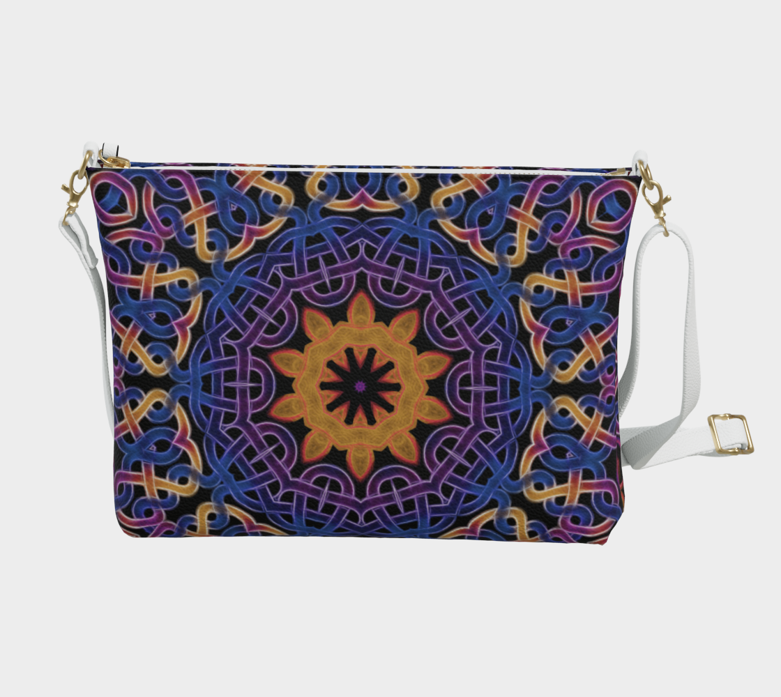 Blue Gold Celtic Kaleidoscope Vegan Crossbody Purse