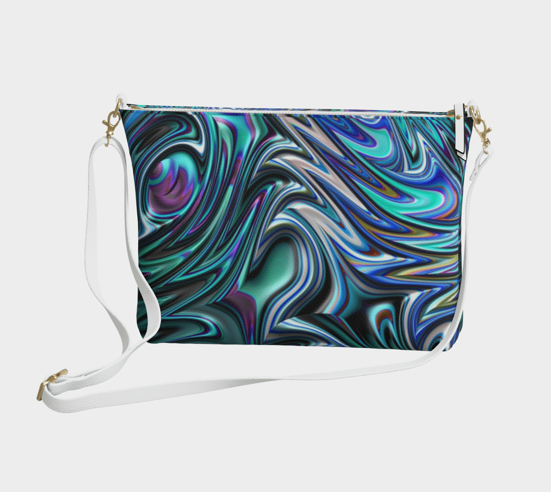 Blue Swirl Fractal Vegan Crossbody Purse