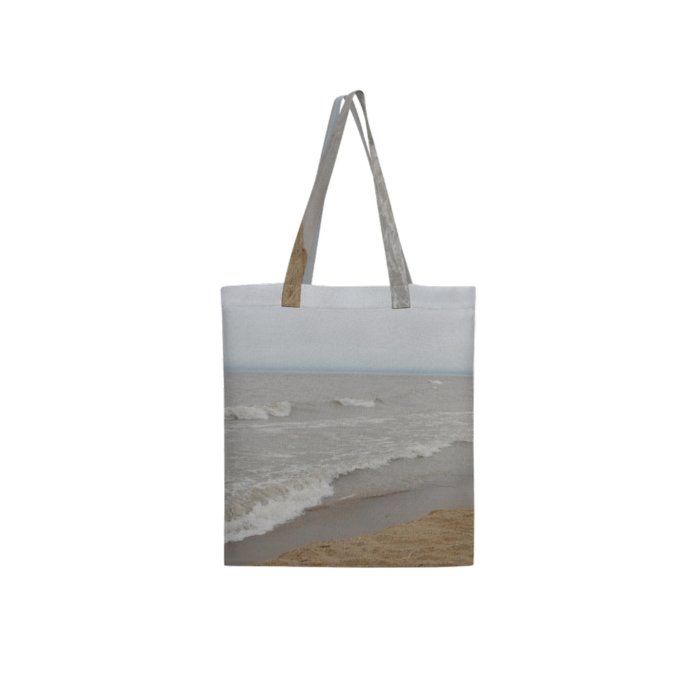 Lake Michigan Large City Tote Bag Lined with Inside Pocket – Linen Like Fabric