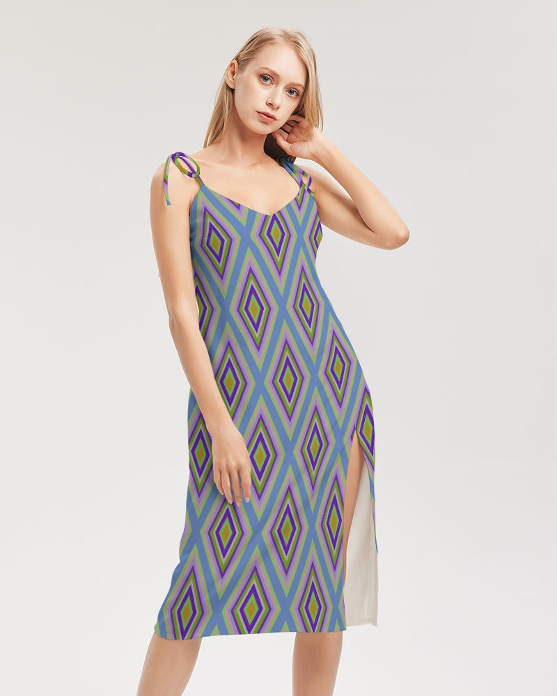 Colorful diamonds Variation 2 Women's All-Over Print Tie Strap Split Dress