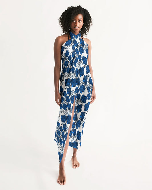 Blue Roses All-Over Print Swim Cover Up