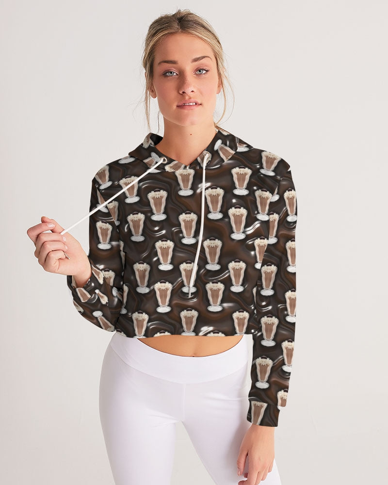 Chocolate Milkshake Women's All-Over Print Cropped Hoodie