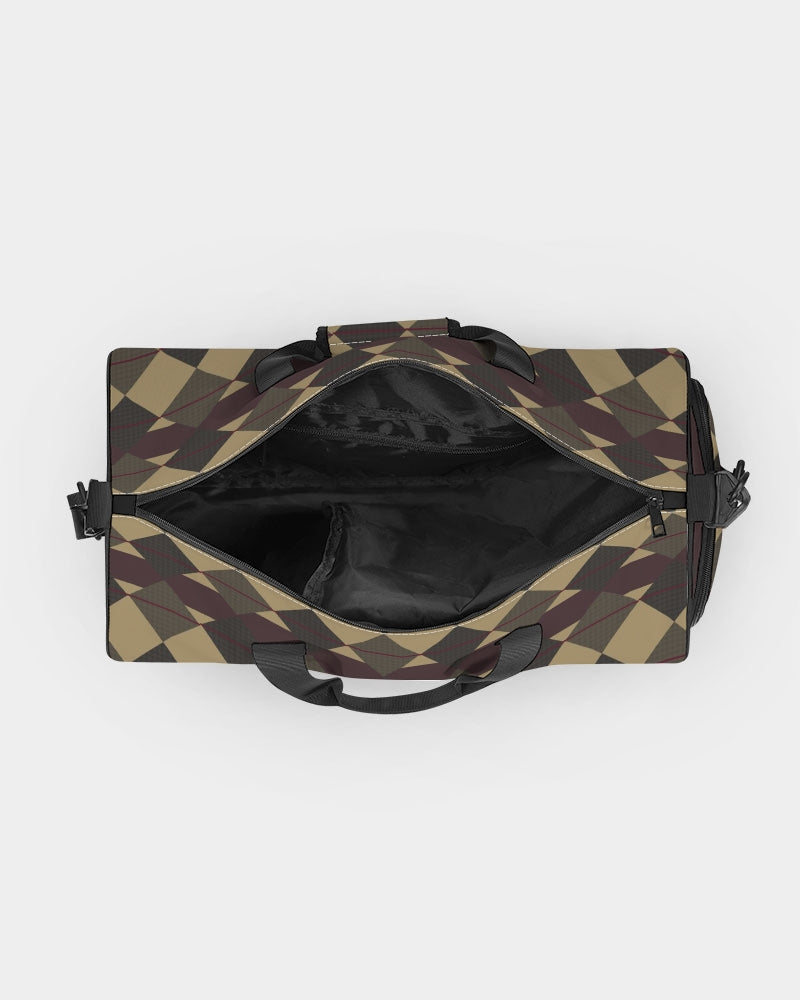 Checkered Brown Plaid Argyle Sports Duffle Bag