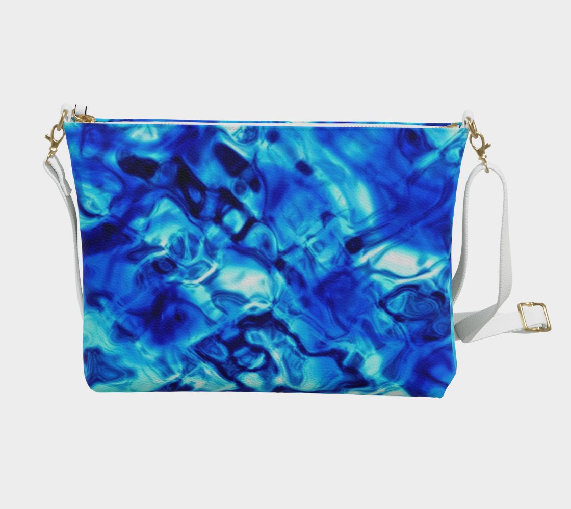 Blue Water Abstract Vegan Crossbody Purse